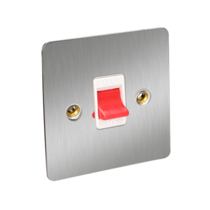 Flat Plate 45Amp Double Pole Switch Square Single Plate *Satin C - Click Image to Close